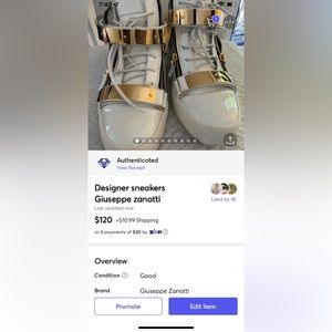 Sold)Designer sneakers Giuseppe zanotti